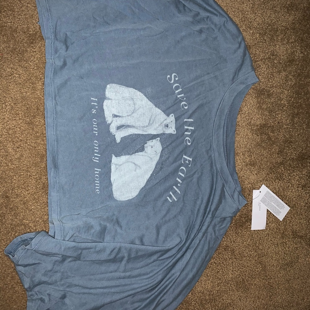 Blue Long Sleeve Crop Top